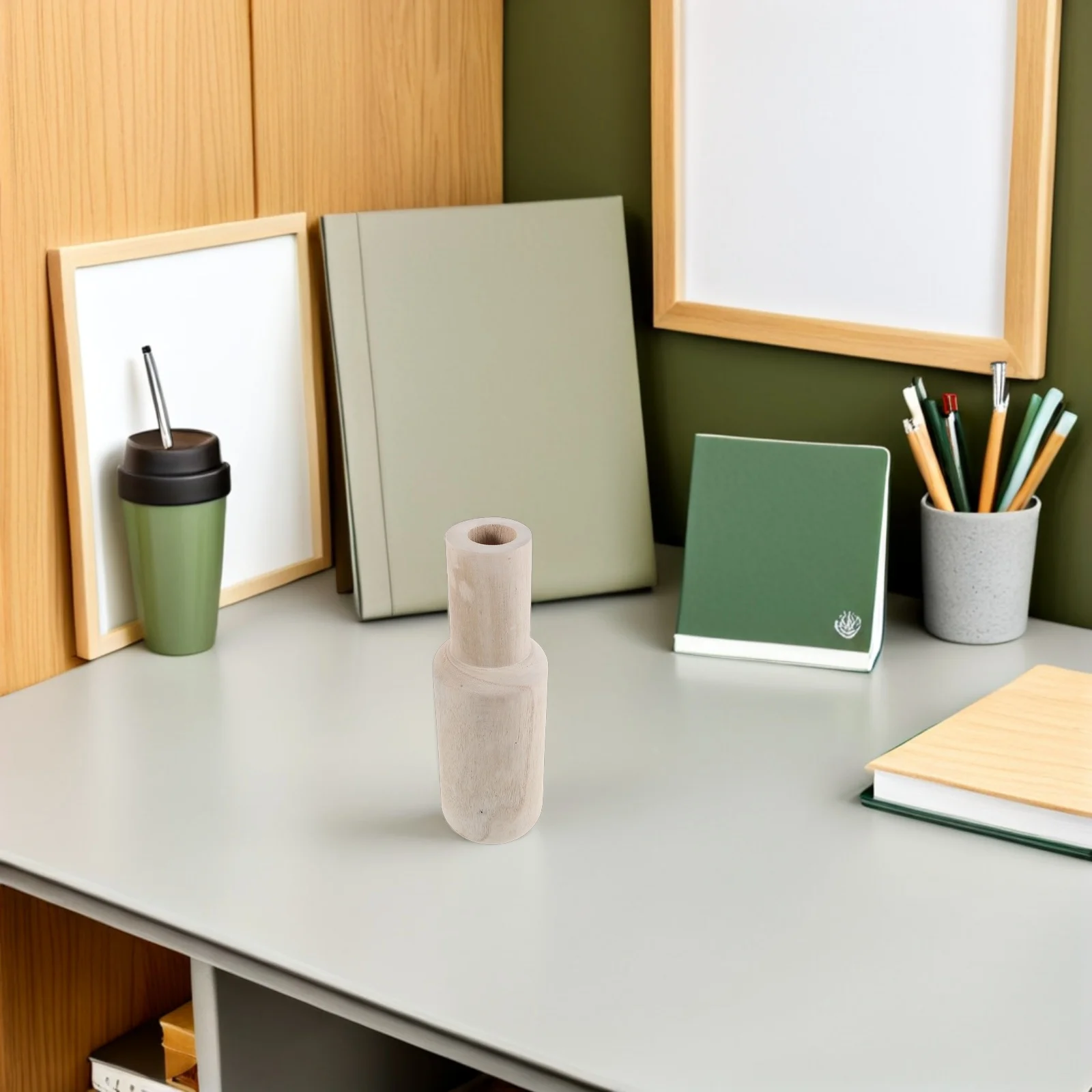 

Wooden Tall Flowerpot Rustic Decorative Vase 11.79in Hallway Entryway Dining Room Living Room Bookshelf Bathroom Patio Vase