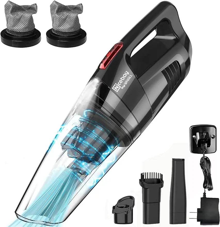 Hand Vacuum, Wet Dry Hand Held Vacuum Cleaner with LED Light, Lightweight Mini Car Vacuum Cordless Rechargeable, Portable Vacuum