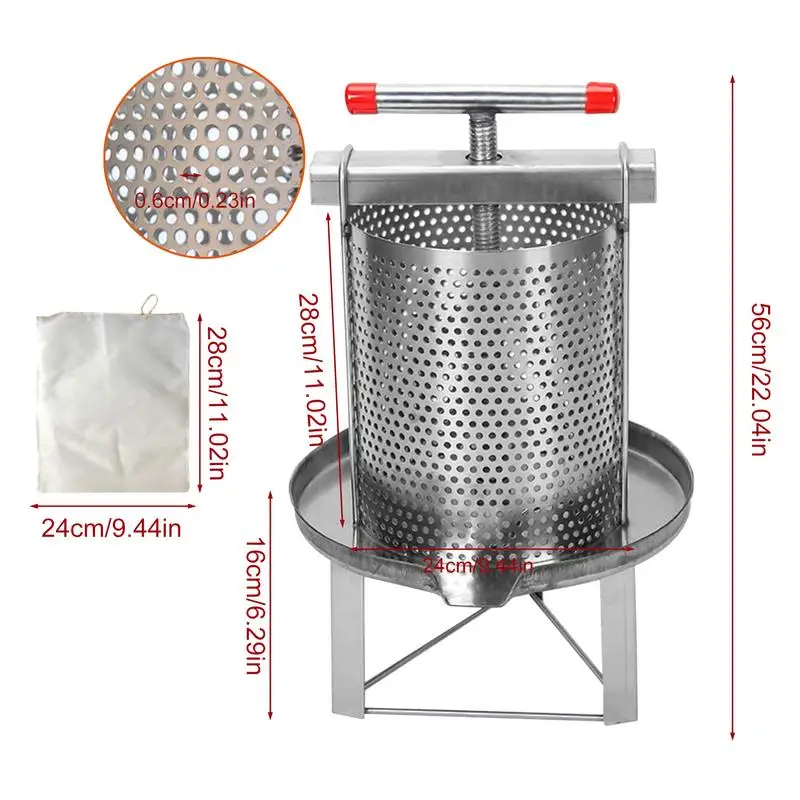 Honey Press Uniform Mesh Honey Press Machine Stainless Steel With 3 Honey Filters Manual Honey Harvesting Equipment For Honey