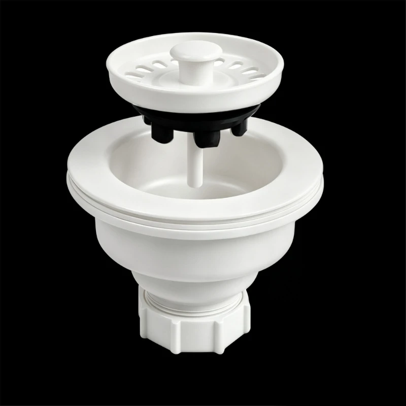 Kitchen Sink Strainer Drain Part, Basket with Center Lift Insert and Lower Screw Connection for Replacement Maintenance D2RD