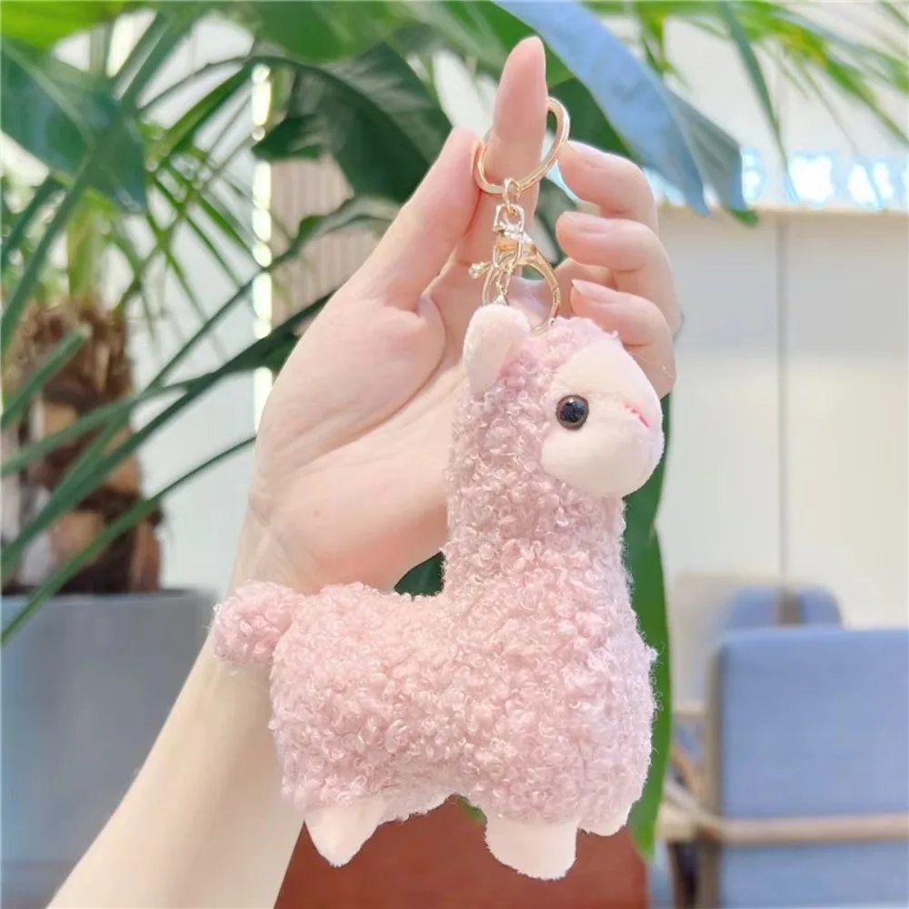 New Cartoon Cute Alpaca Keychain Kawaii Creative Backpack Bag Key Chain Plush Key Ring