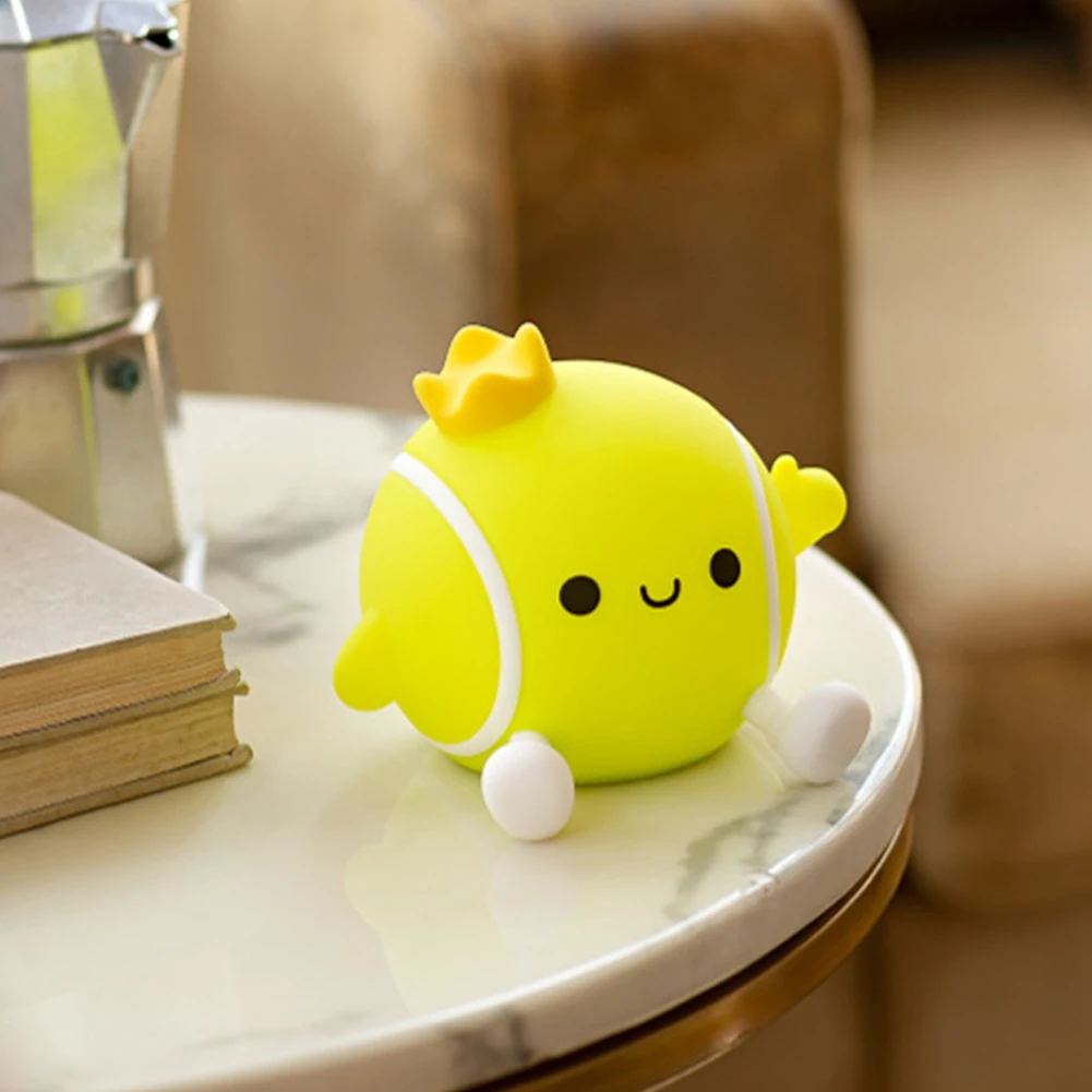 

Silicone Tennis Sleeping Light USB Rechargeable Tennis Pat Control Light Cute Tennis Atmosphere Light For Baby Nursery LED Light