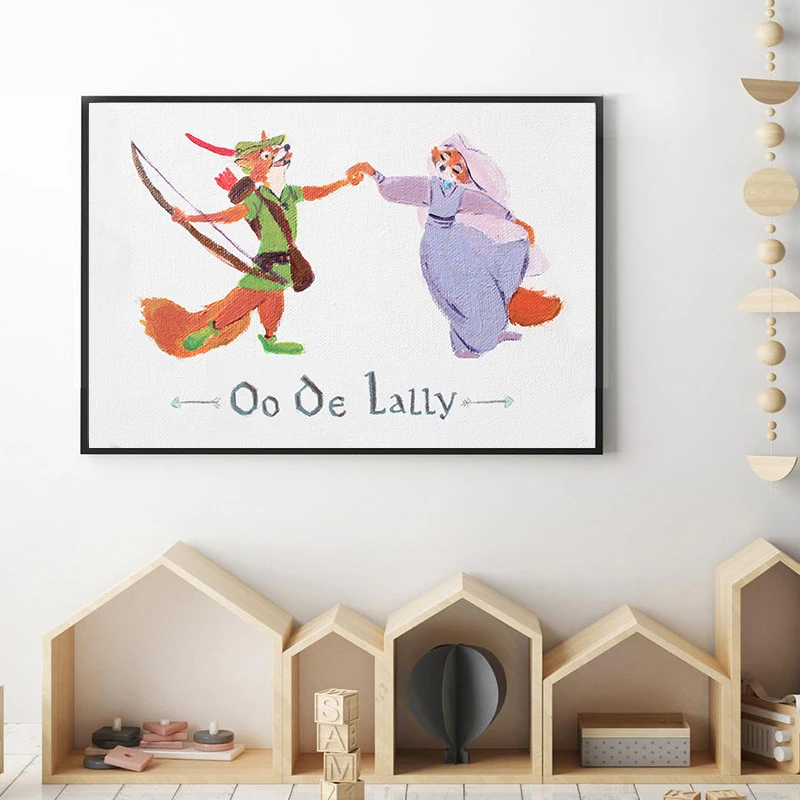 Robin Hood y Maid Marian Oo De Lally pintura al óleo sobre lienzo póster impresiones De dibujos animados imagen artística De pared para guardería decoración De habitación De niños