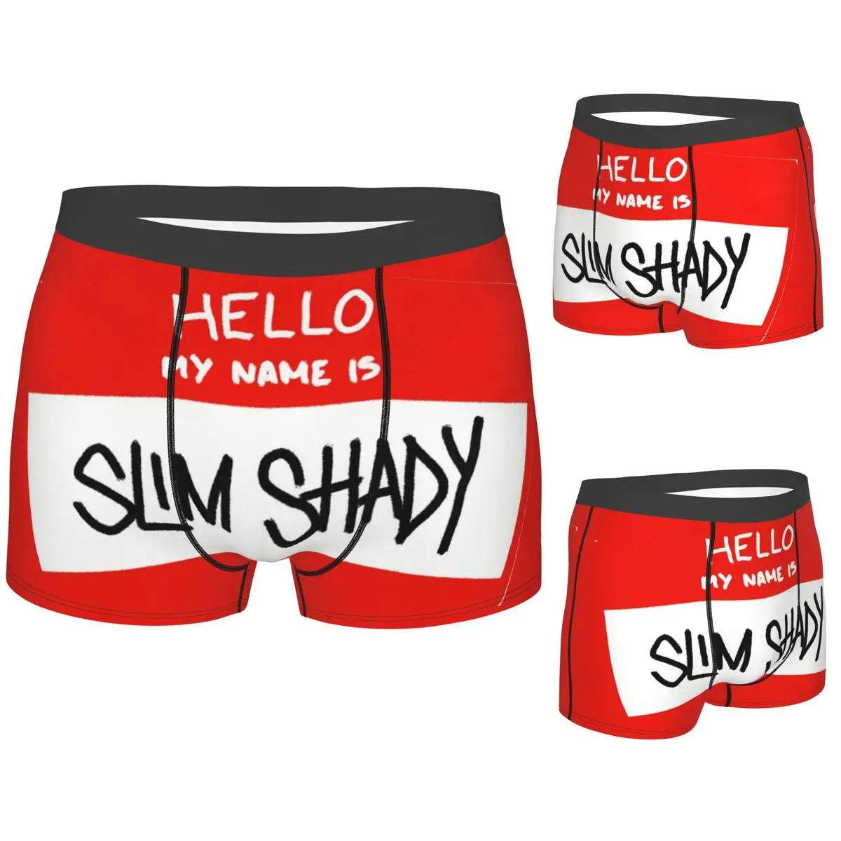 

Трусы-боксеры, шорты «Hello My Name Is Slim», трусики Eminem, мужское дышащее нижнее белье для Homme, мужские подарки бойфренду
