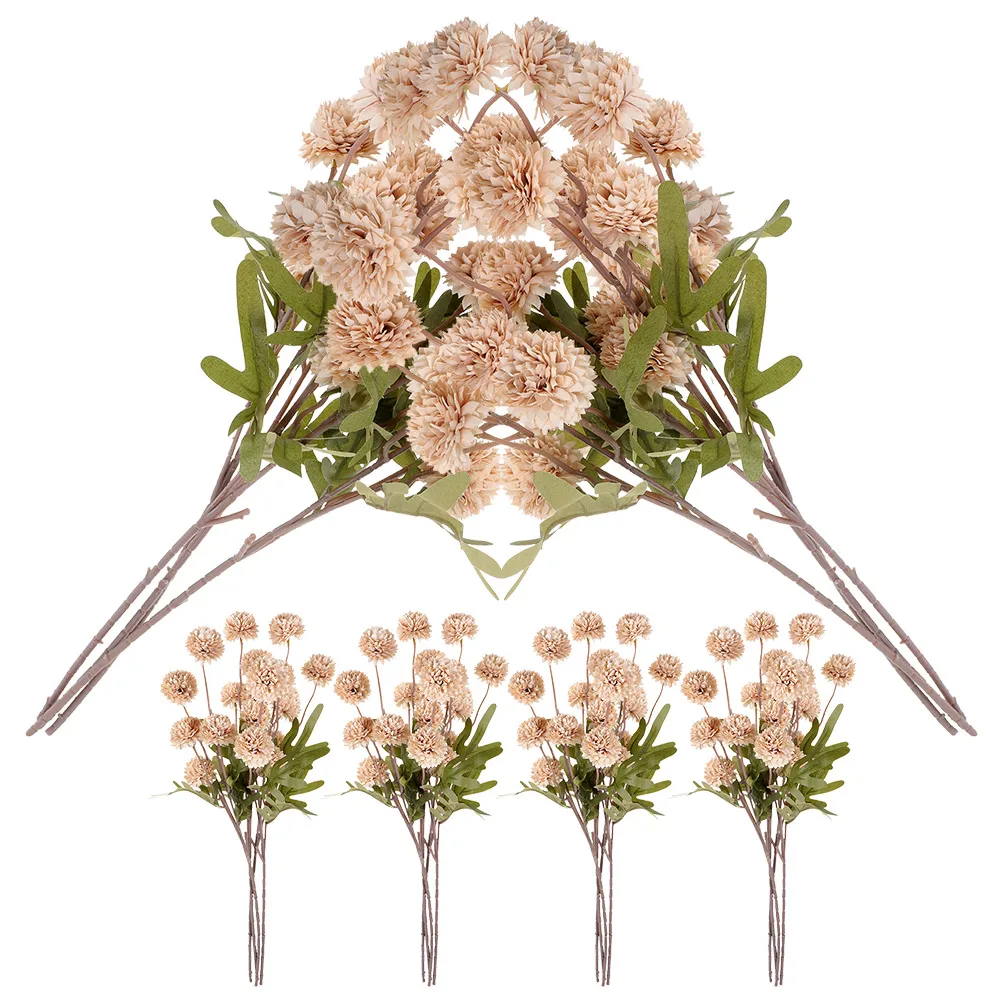 

6pcs Artificial Dandelion Flowers Fake Plastic Flower Picks For Wedding Decor Diy Home Arrangement Faux Dandelions Simulation