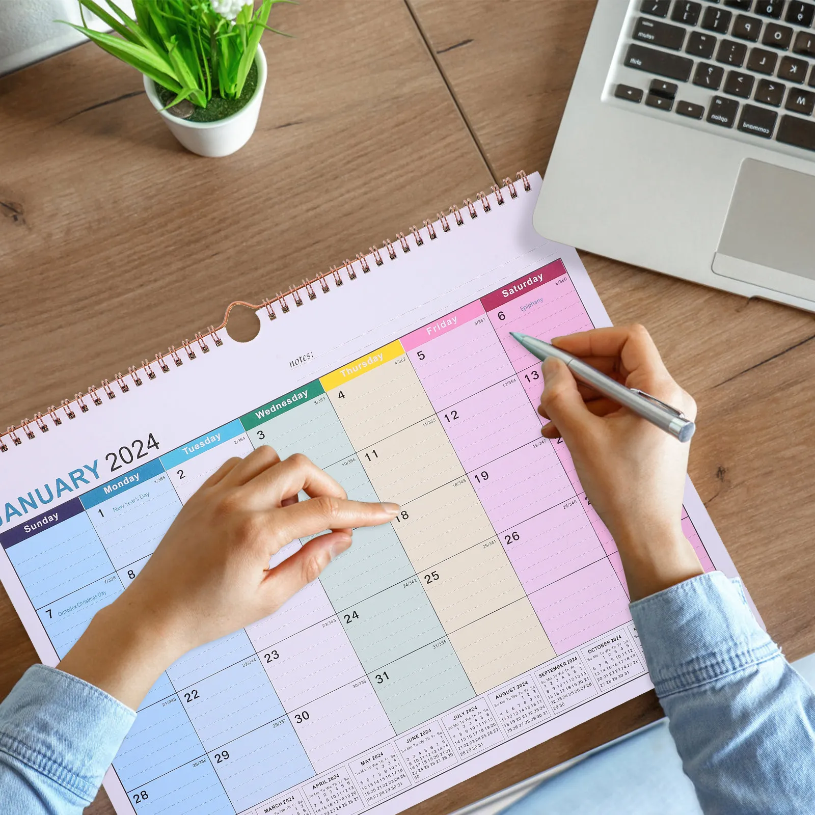 

2024 -2025 Academic Wall Calendar Large Hanging Planner Office Daily Annual Aesthetic Decorative