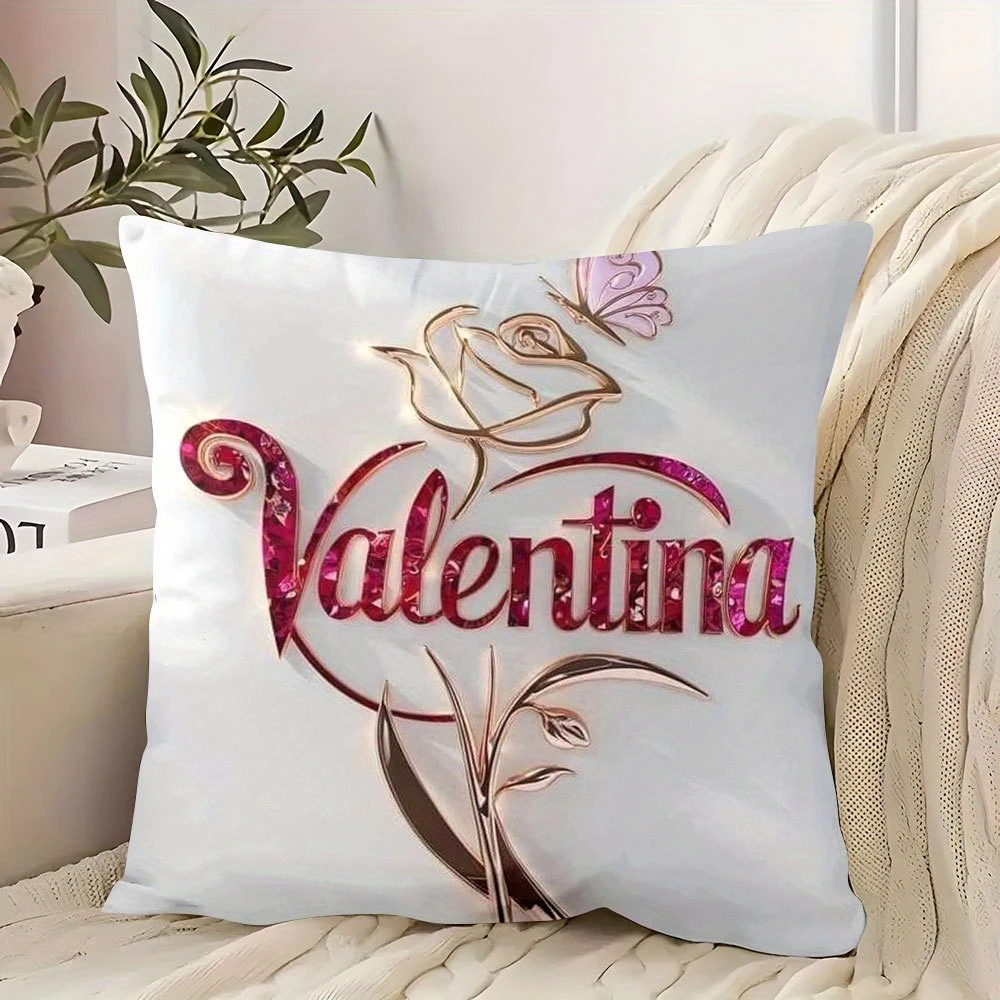 2D-Flat Personalized Luxe Lena Name Butterfly Diamond Throw Pillow Cover Sofa chair cushion cover2D-Flat