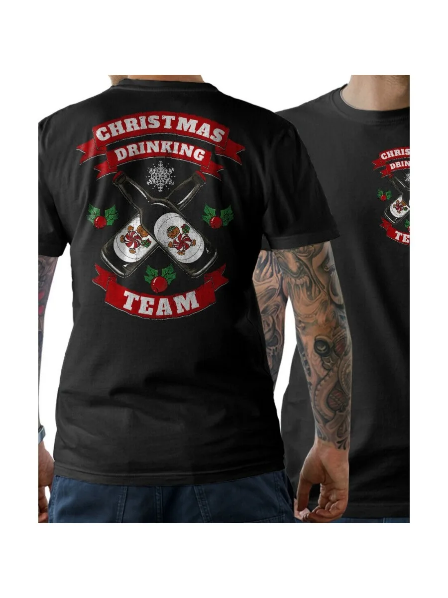 Funny Christmas Drinking Beer Party T-Shirt New 100% Cotton Short Sleeve O-Neck T-shirt Casual Mens Top