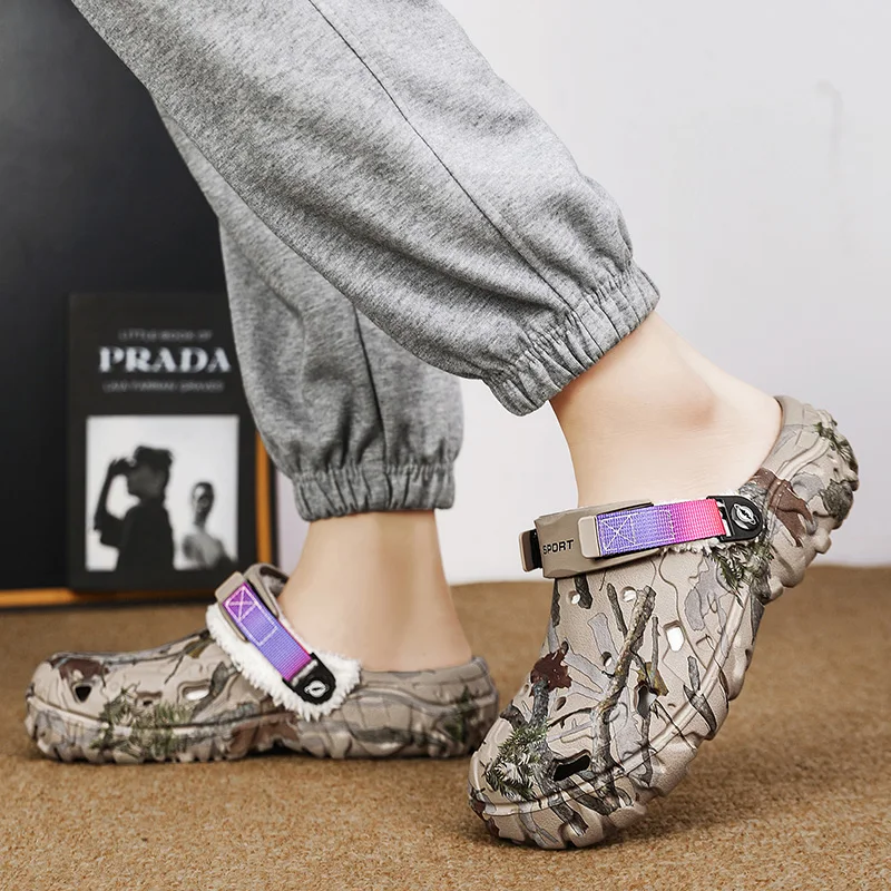 Neue Herren-Winterhausschuhe, bequeme warme Hausschuhe, abnehmbare Sommersandalen, lässige rutschfeste Plüsch-Fellhausschuhe für Herren – Detail 16