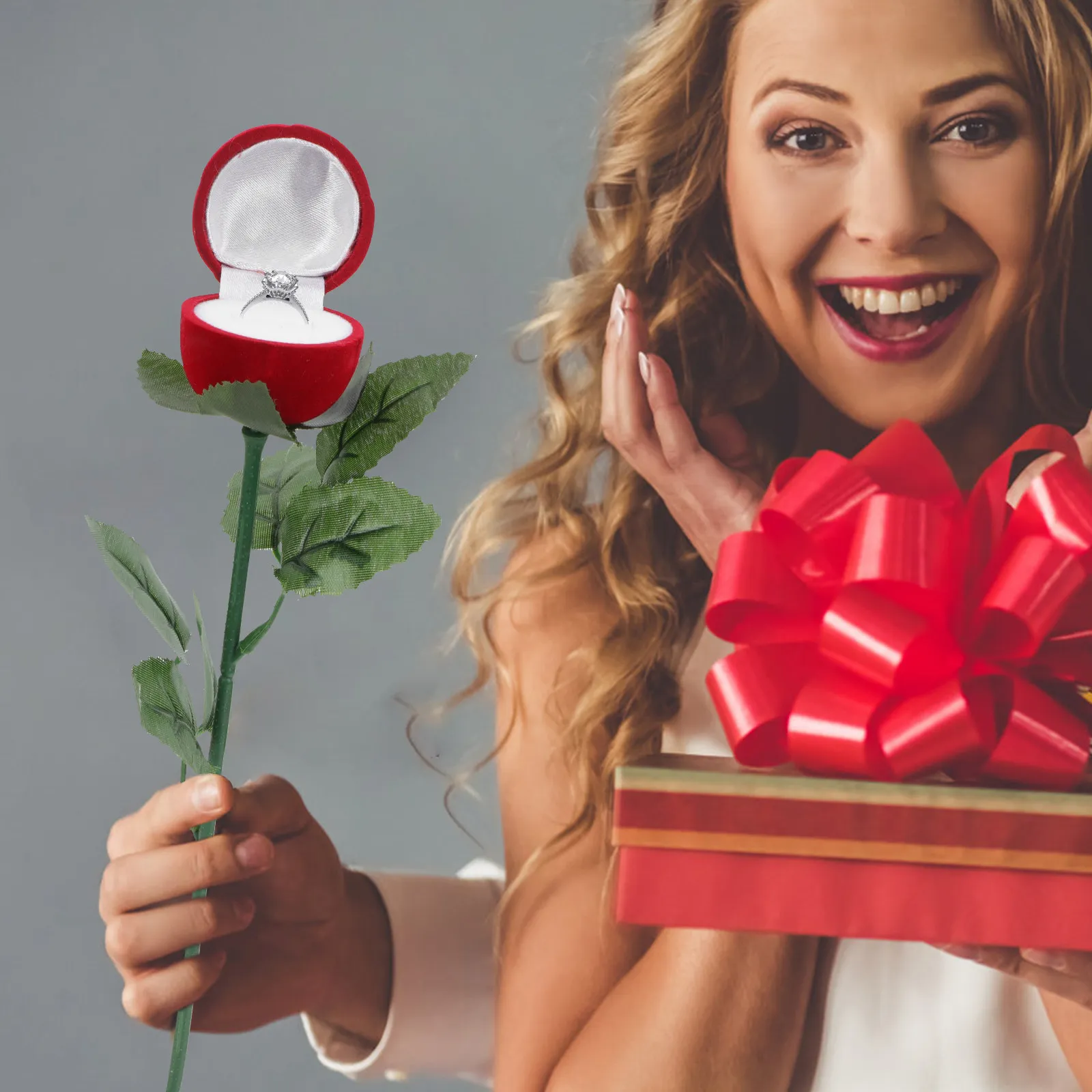 

2 шт., элегантная коробочка для колец в форме розы, изящный дизайн, портативный футляр для хранения ювелирных изделий, держатель для обручальных колец, футляр для украшений