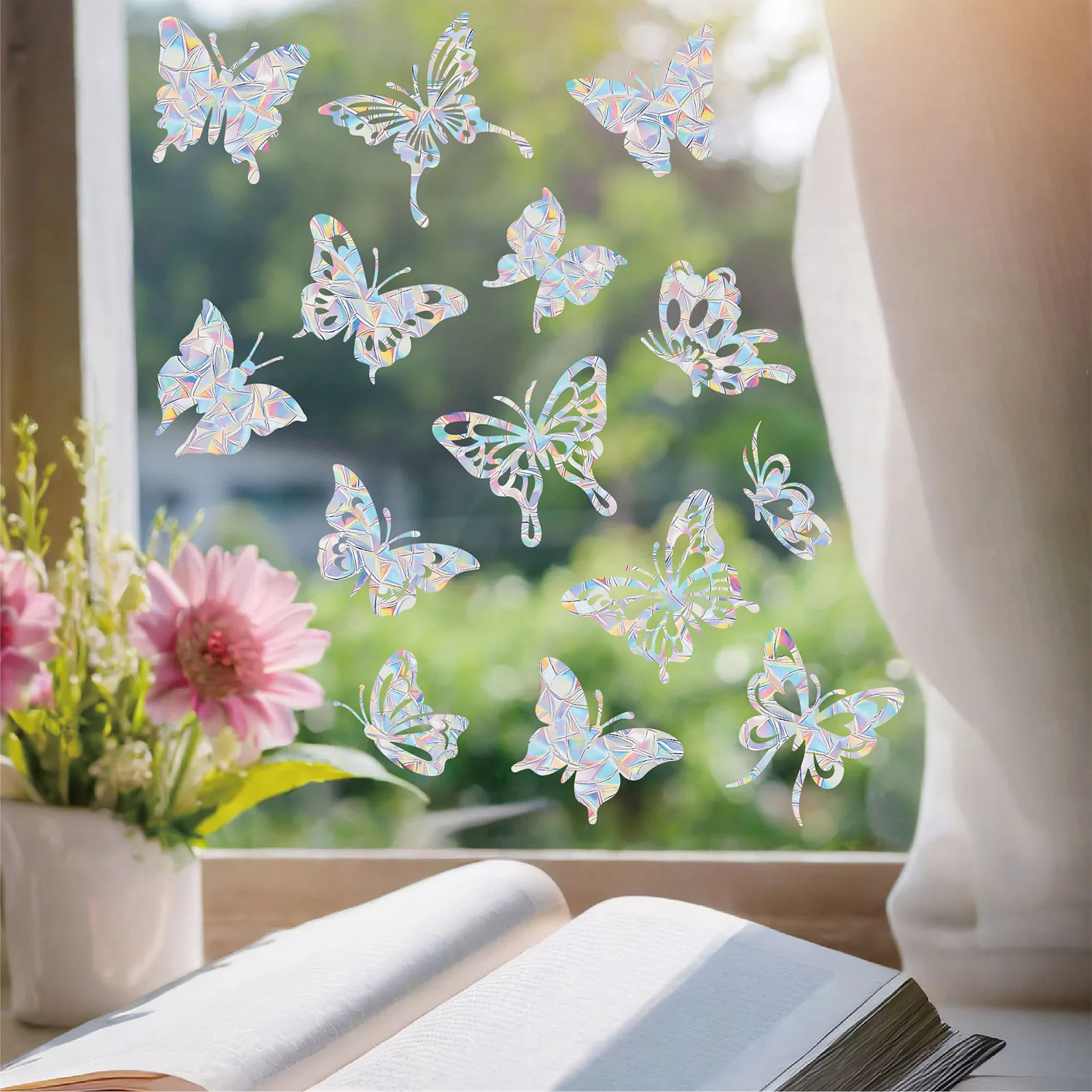 Rainbow Suncatcher Window Stickers PVC Cat Butterfly Prism Glass Wall Sticker Home Kids Bedroom Decoration Self Adhesive Decal