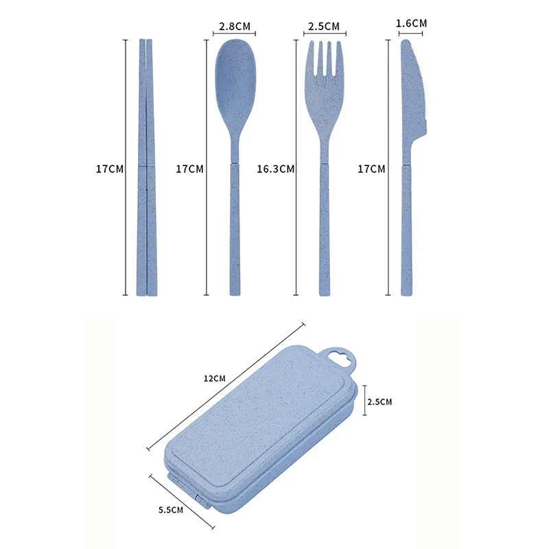 Portable Wheat Straw Fork Cutlery Set Foldable Folding Chopsticks Cutlery Set With Box Travel Kitchen Accessories image 6