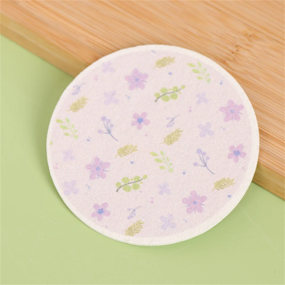 Round Flower Wood Pulp Cotton Sponge To Wipe The Kitchen Rag Dishwashing Cotton Non-stick Oil Absorbent Compressed Wood Sponge