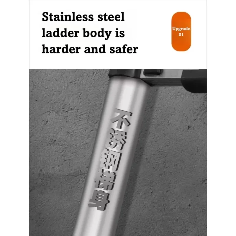 Stainless Steel Telescopic Ladder Without Hook and Aluminum Alloy Structure, Suitable for Engineering and Home Applications