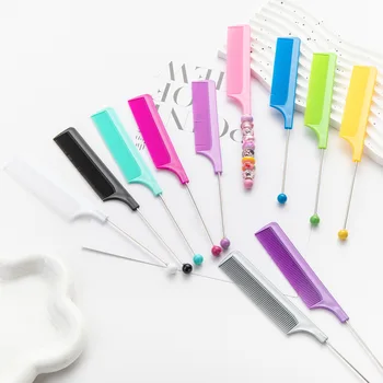 50 adet DIY boncuklu tarak renkli plastik Beadable taraklar ev saç Combs okul aksesuarları Kawaii cetvel Kawaii okul malzemeleri