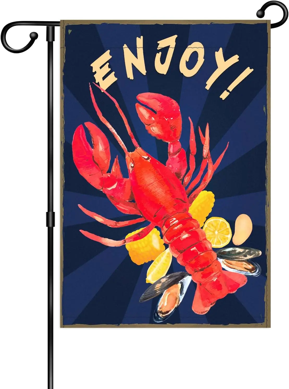 WHPCT ENJOY Garden Flag,Lobster Clam Bake Summer Flag,Crawfish Party Decorations,Seafood Boil Welcome Sign Crawfish Boil Party F