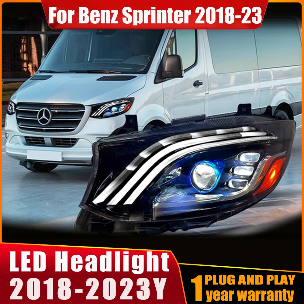 

Автомобильные фары для Mercedes Benz Sprinter 2018-2023 Светодиодные Автомобильные фары сборка модернизация динамический метеорит Maybach дизайнерские аксессуары