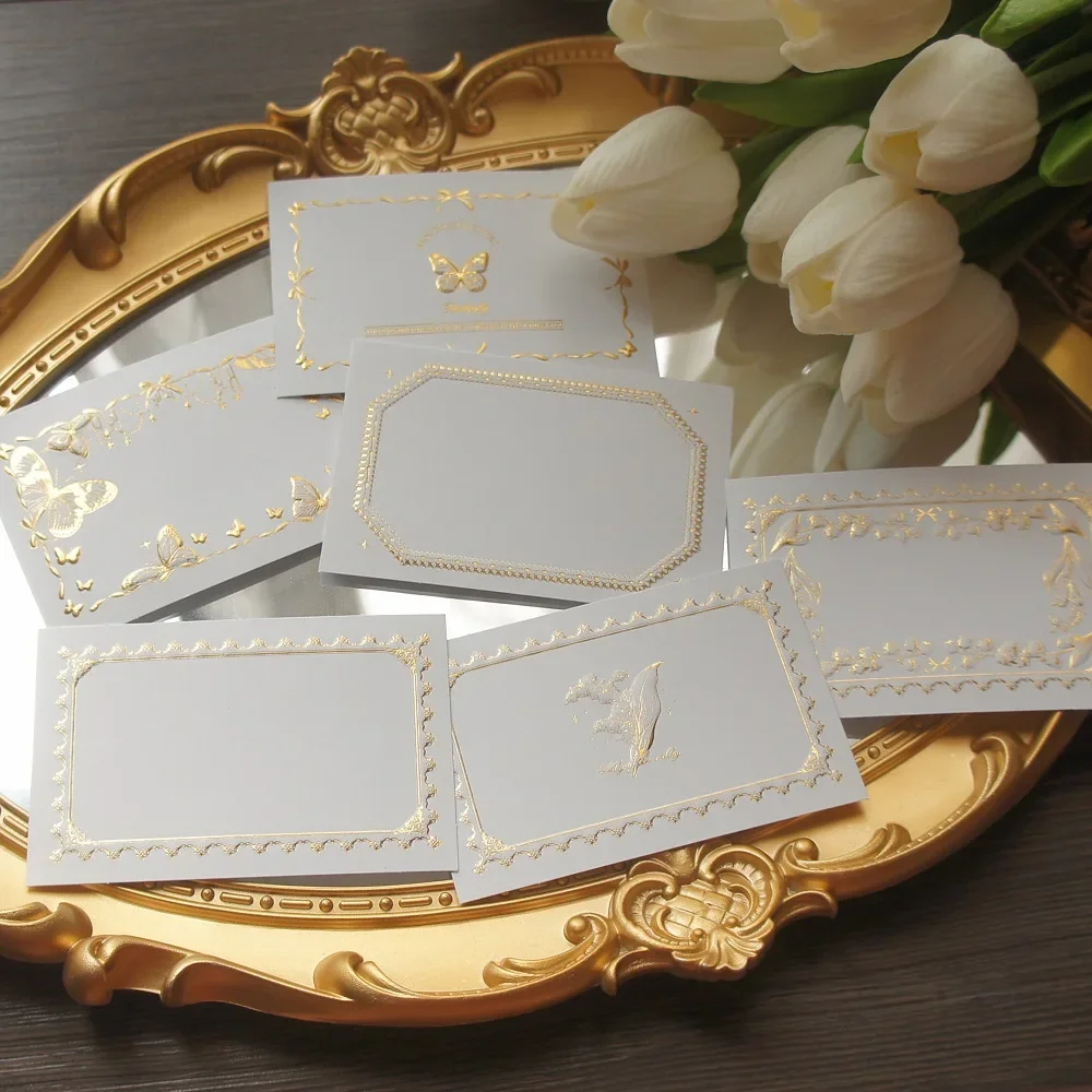 15pcs Gold Lily of The Valley Moon Butterfly Design Gift Wedding Birthday Greeting Gift Card Party Invitation Scrapbooking Use