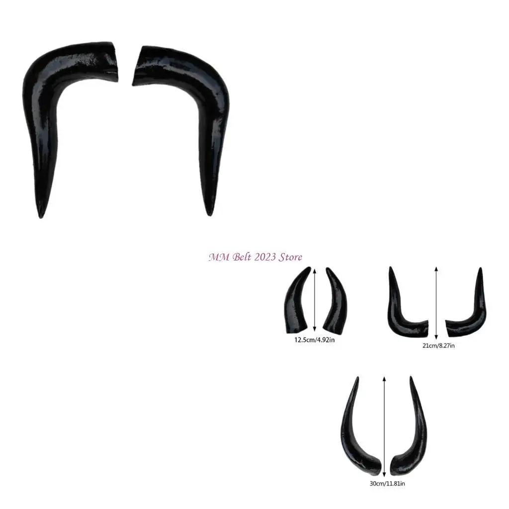 

49ME Black Color Plastic Realistic Horn Appliques for Make Hat Backpack Sewing Patches Handmade Hairband Applique