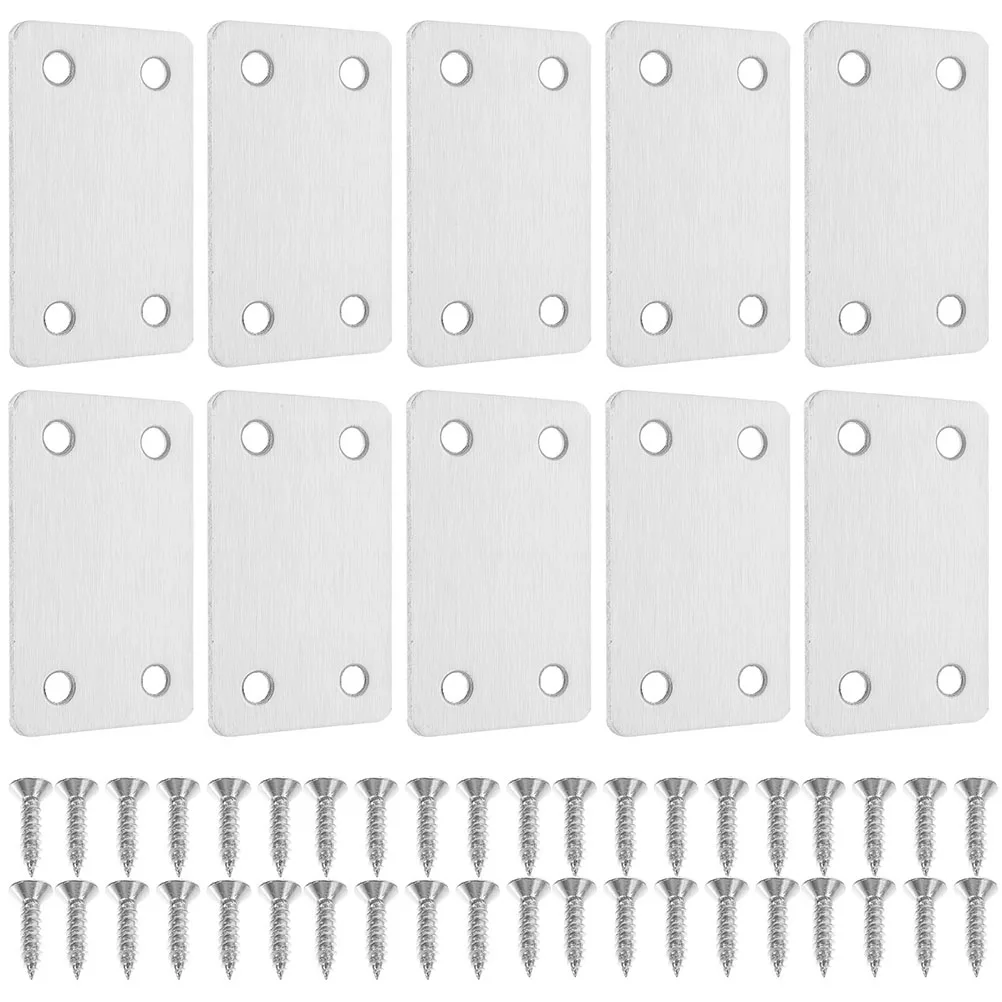 

20Pcs Multiuse Flat Metal Plates for Wood Resistant Break Easy Installation Included Screws Metal Brackets for Wood