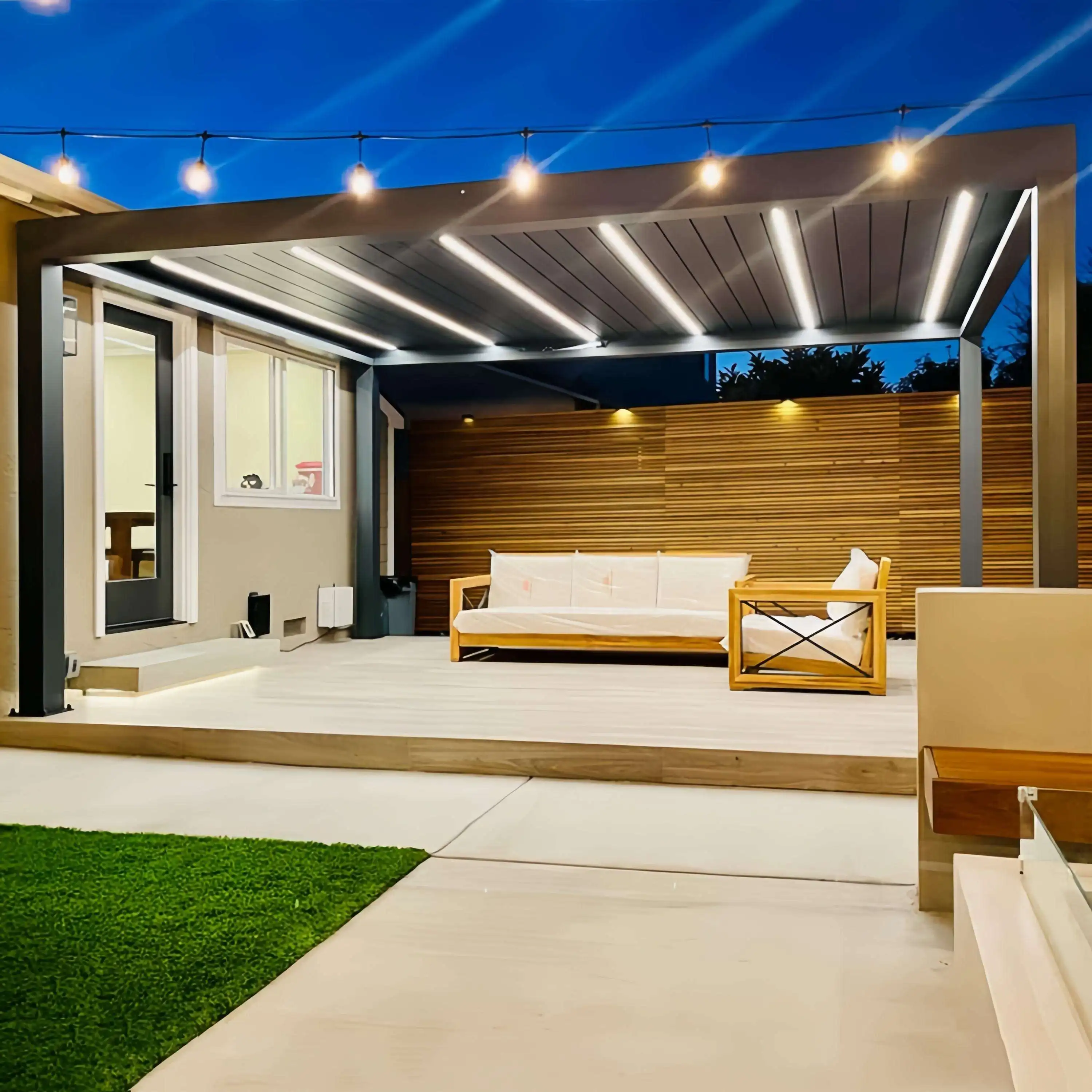 Affordable Backyard Rectangular Aluminum Alloy Pavilion Adjustable Blinds Electric Rainproof Pergola Outdoor Party Garden Gazebo