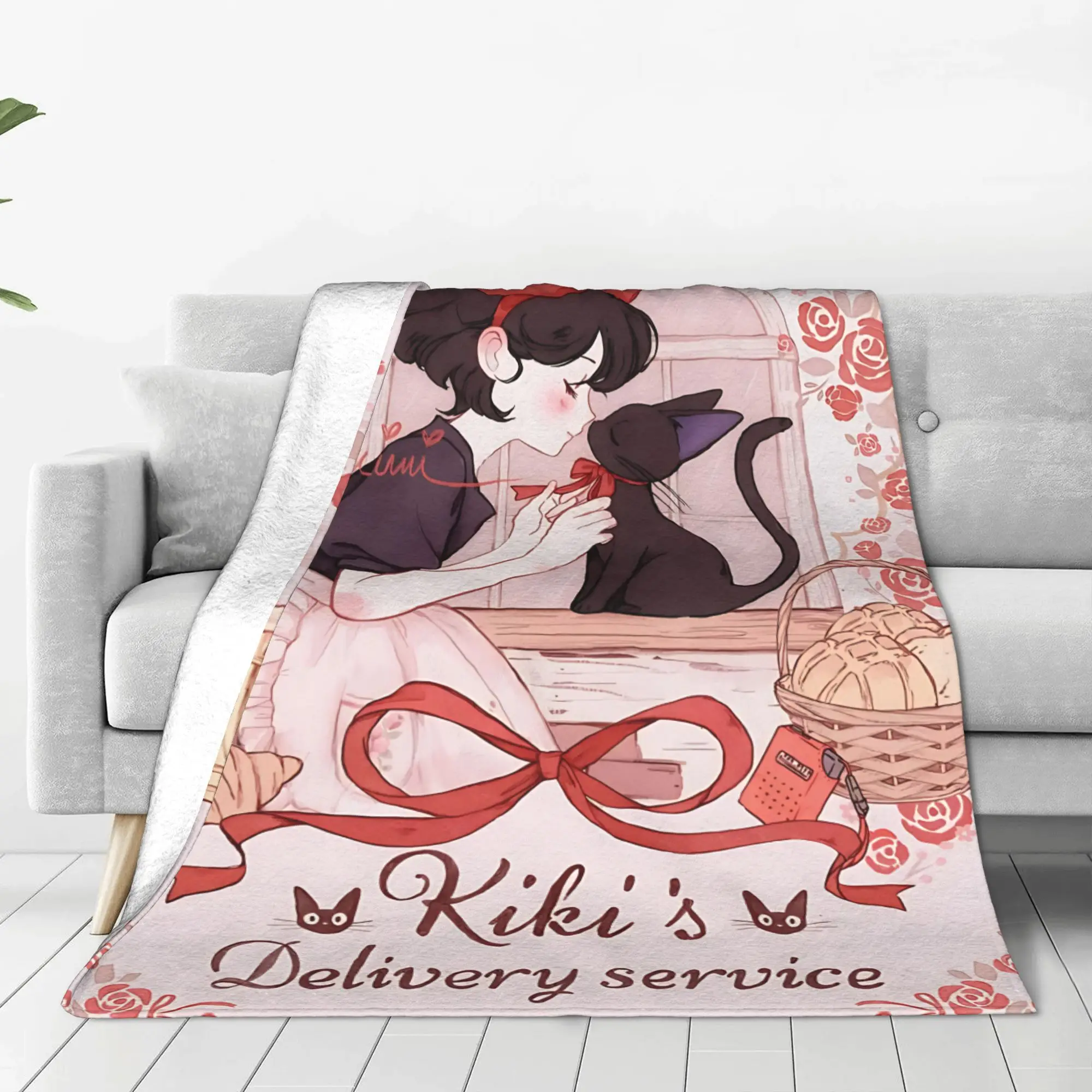 1PC home Cutecore Room Decor Anime Kiki’s Delivery Service Blanket Throw Blanket  Novelty Warm Blanket All Season