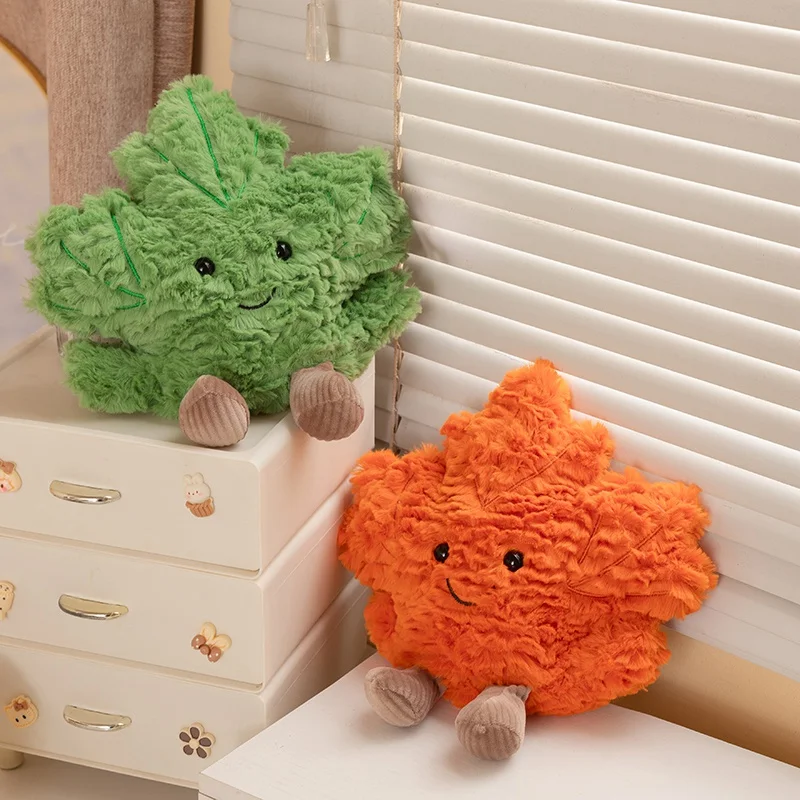 Kawaii مابل ليف ألعاب من نسيج مخملي لطيف الخريف ورقة محشوة النبات دمية لينة ديكور المنزل محبوب بلوشي هدية لفتاة