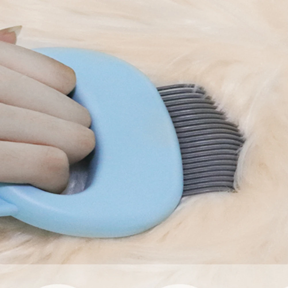 

1pc Cat Hair Cleaner Brush For Dogs Durable Abs Material Soft Elastic Brush Head Pet Supplies Tool For Carpets Sofas Cars Blue