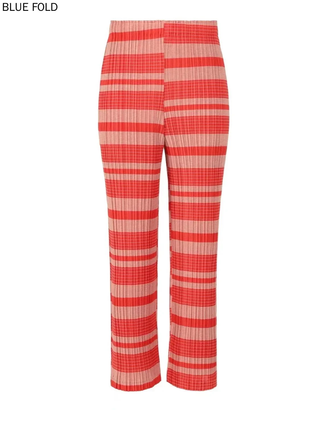 سراويل مياكي عالية الخصر بطيات على شكل حلقة بصل مستقيمة متعددة الاستخدامات ذات ألوان متباينة ملابس عمل عصرية