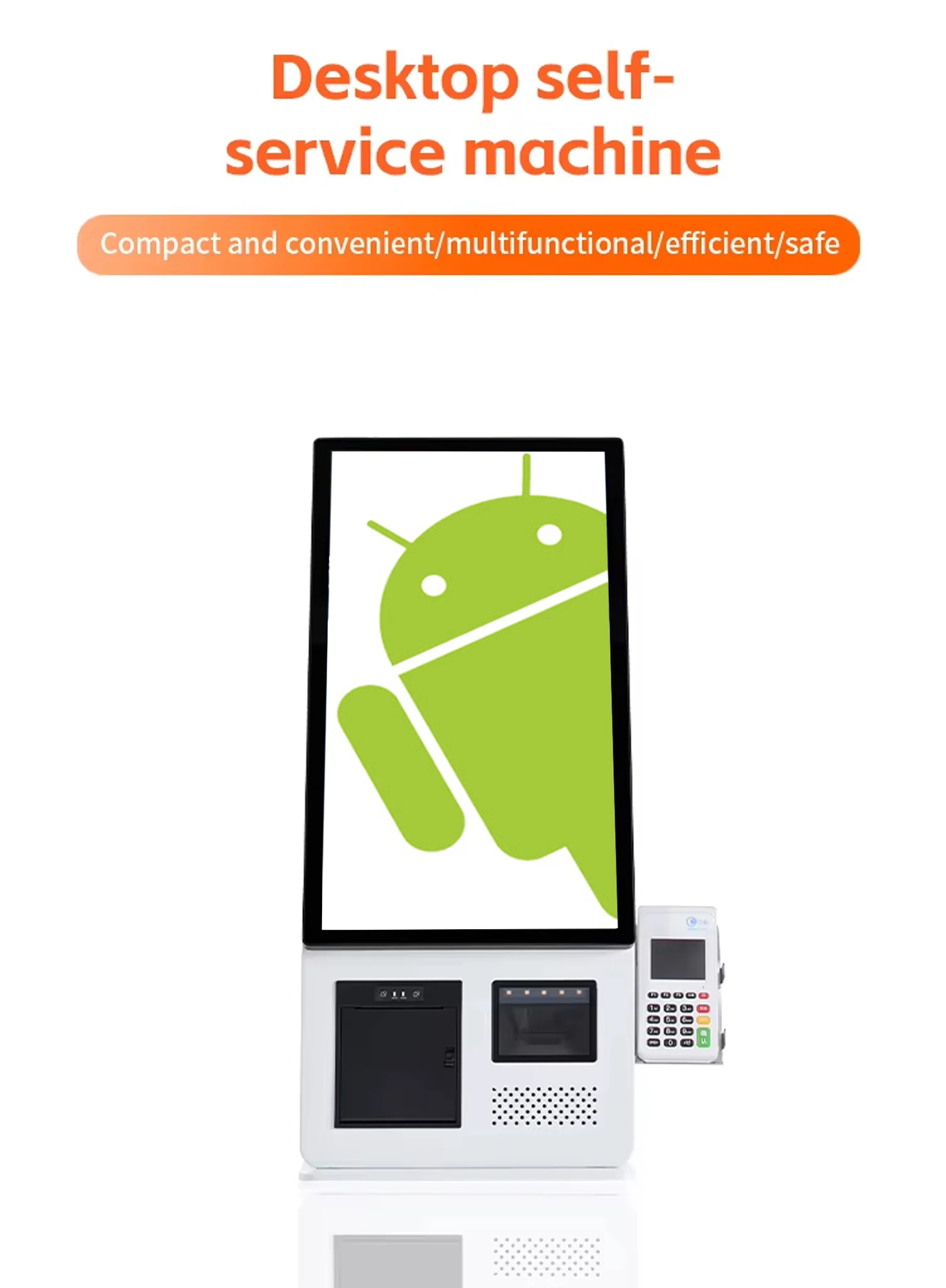 Desktop 24" Touch Screen Kiosk with 2D Scanner & 80mm Printer Self Ordering Machine Floor Stand Unattended Ordering POS