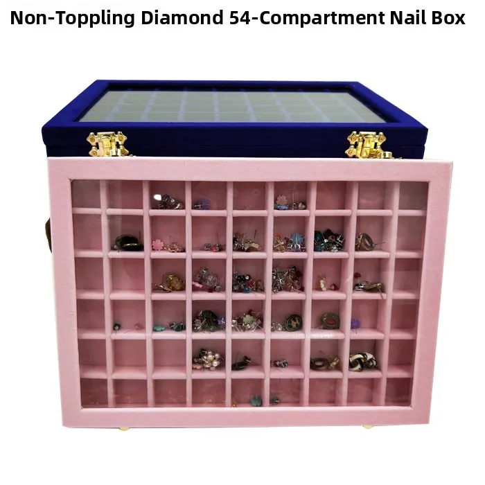 Velvet Large Jewelry Box Nail Art Decoration Display Box with Glass Lid Jewelry Small Accessories Storage Box Fashionable Sto...