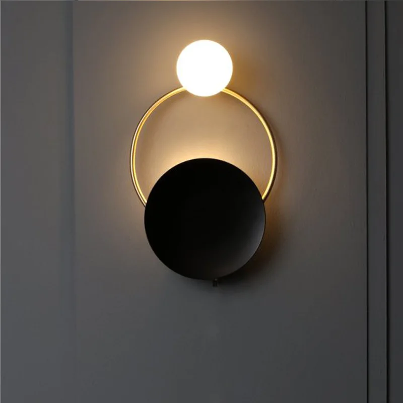 

Modern Indoor Golden Wall Sconce Lights Fixture Nordic Ring Lamps Luminaire Bedroom Living Room Lighting Hallway Decor ZM1109