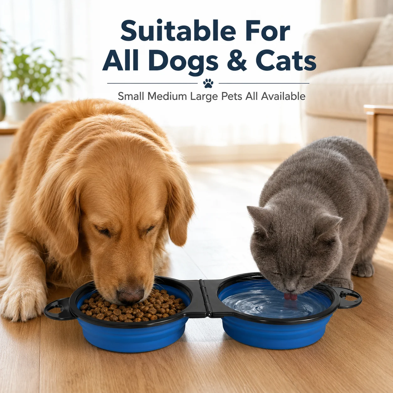 Collapsible Double Silicone Pet Bowl Portable Dog Cat Food Water Dish Outdoor Travel Walking Camping Feeder