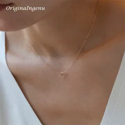 14K Gold Filled Circle Necklace Personalized Dainty Choker Minimalism Tarnish Resistant Jewelry Boho Necklace for Women