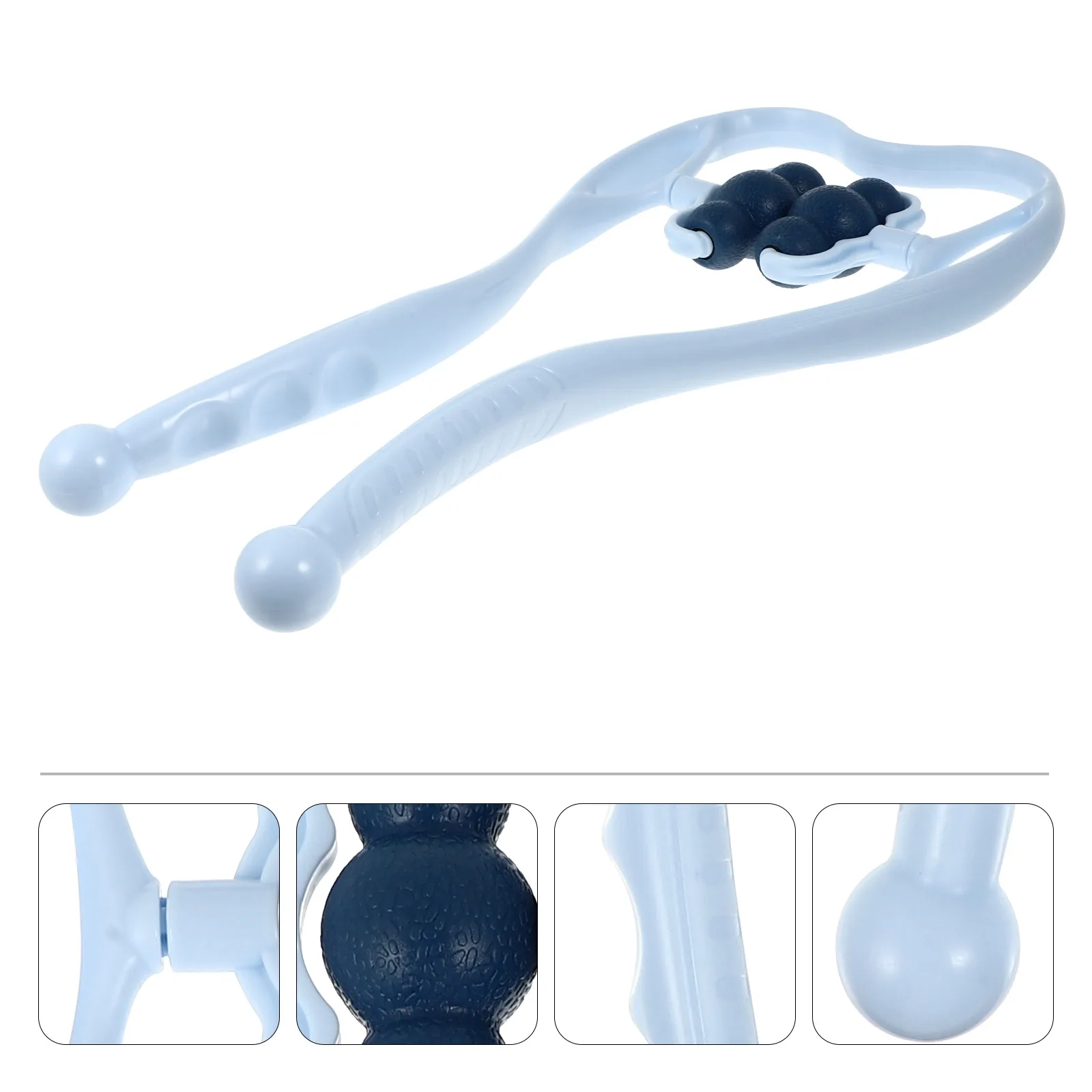

Blue Handheld Manual Roller Neck Massager Portable Cervical Vertebra Trigger Point Rolling Wheel Neck Pain Relief Device