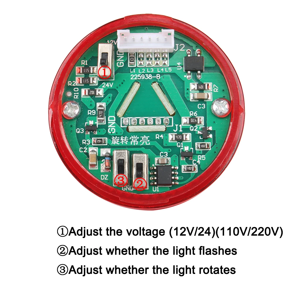 Nieuwe Multifunctionele Roterende Industriële Signaal Waarschuwingslampje Alarm Apparaat Dc 12V 24V Ac 110V 220V