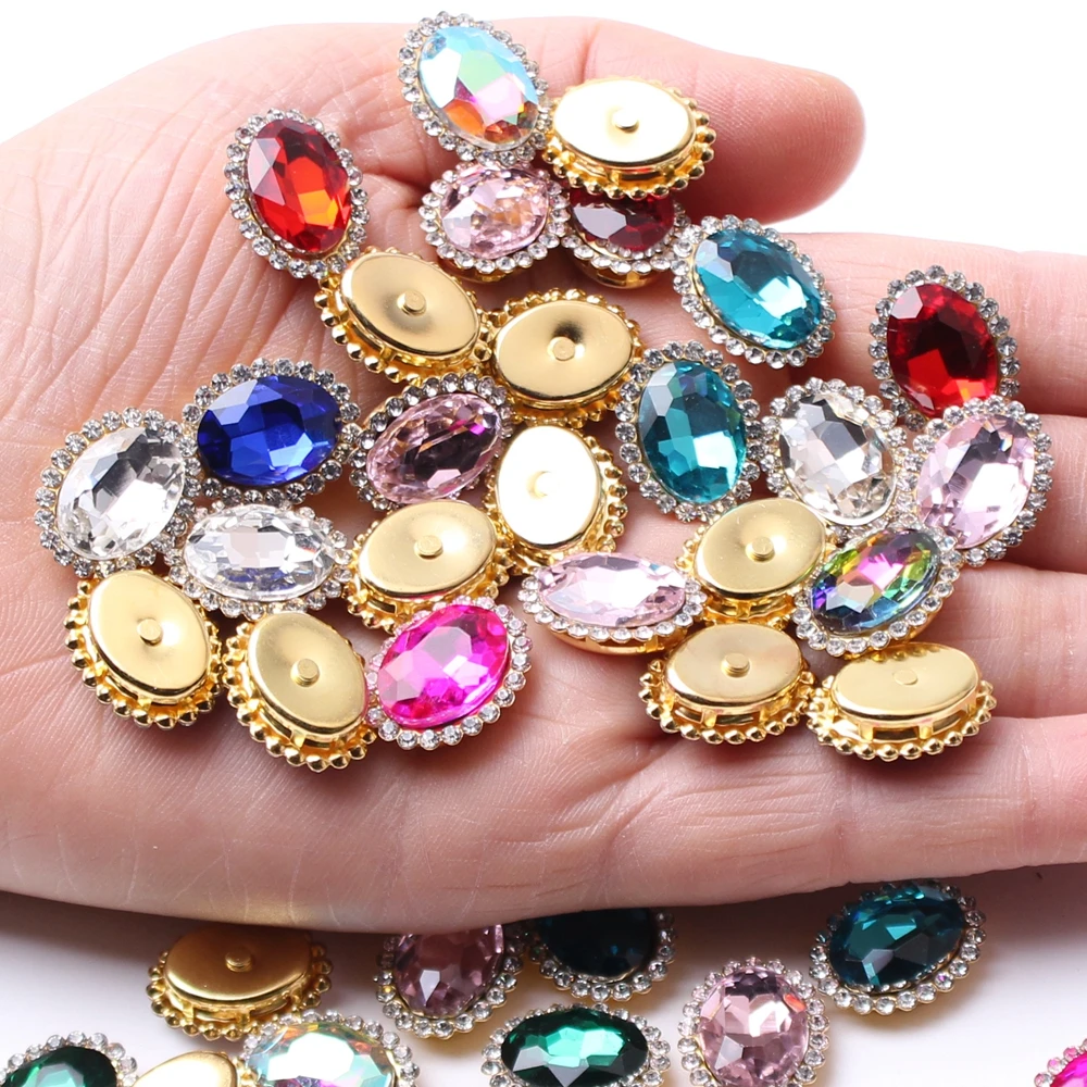 Bulk 10x14mm 200pcs Oval High Quality Glass Rhinestone Claw Gemstone Jewelry Hand Sew On DIY Material Clothing Accessories