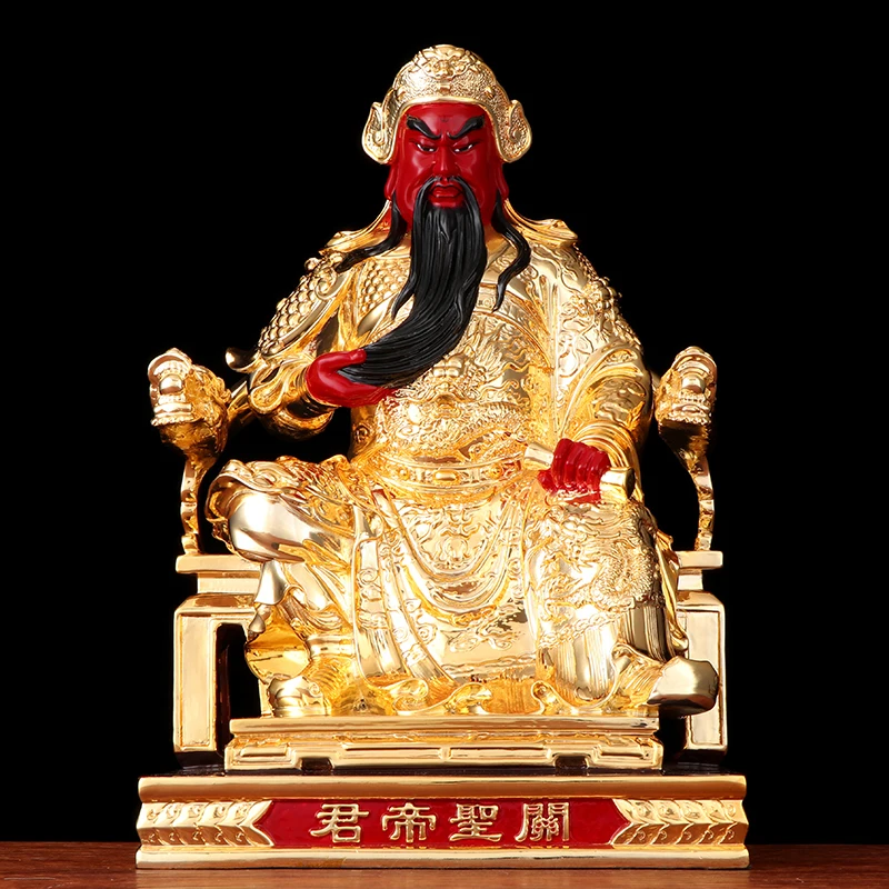 

40CM large TOP Upscale gold GUAN GONG God God of wealth copper CAI SHEN statue HOME shop Efficacious Prosperity FENG SHUI statue