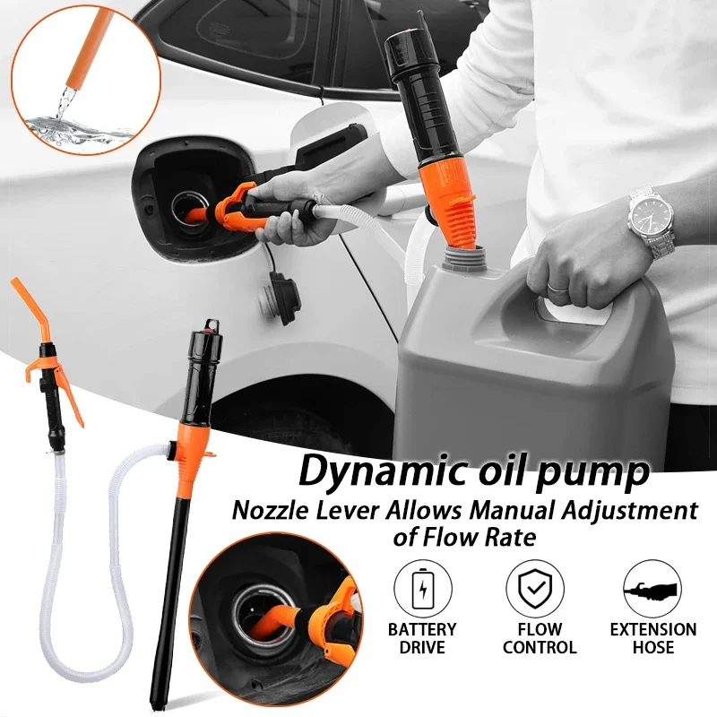 Handheld Electric Oil/Water Pump with Muzzle Design, Extended Hose, Manual Flow Control, Used for Outdoor and Emergency Situatio