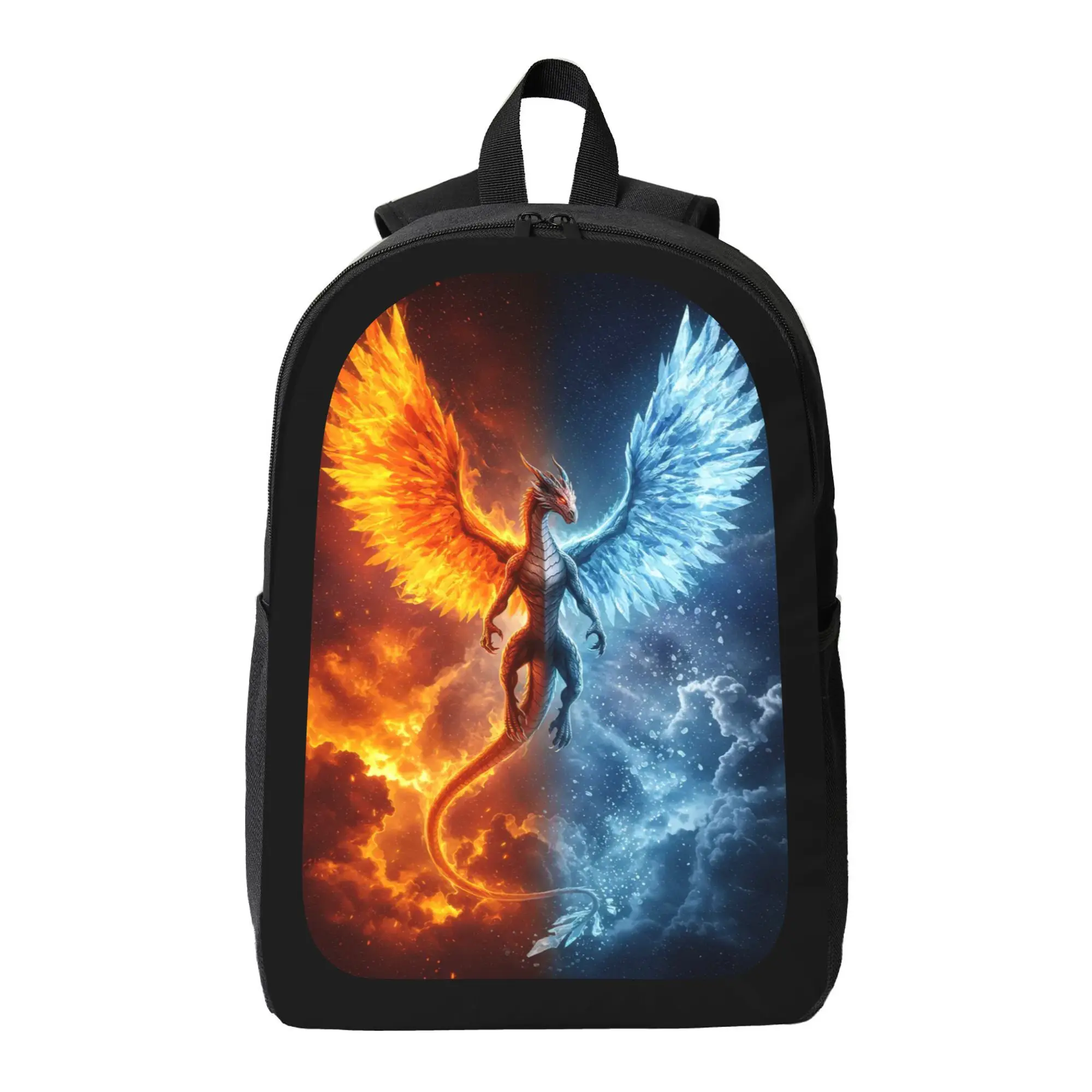

Flame and Ice Dragon Backpack - High Capacity School Bag with Adjustable Strap, Lightweight School Bag, Suitable for Teens