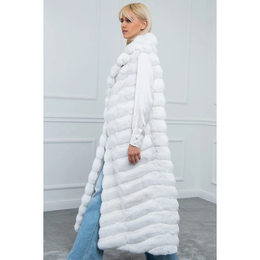 Fur Vest Women Winter Real Rex Rabbit Fur White Coat Luxury Genuine Rabbit Fur Vest Winter Jackets Woman 2024 Elegant