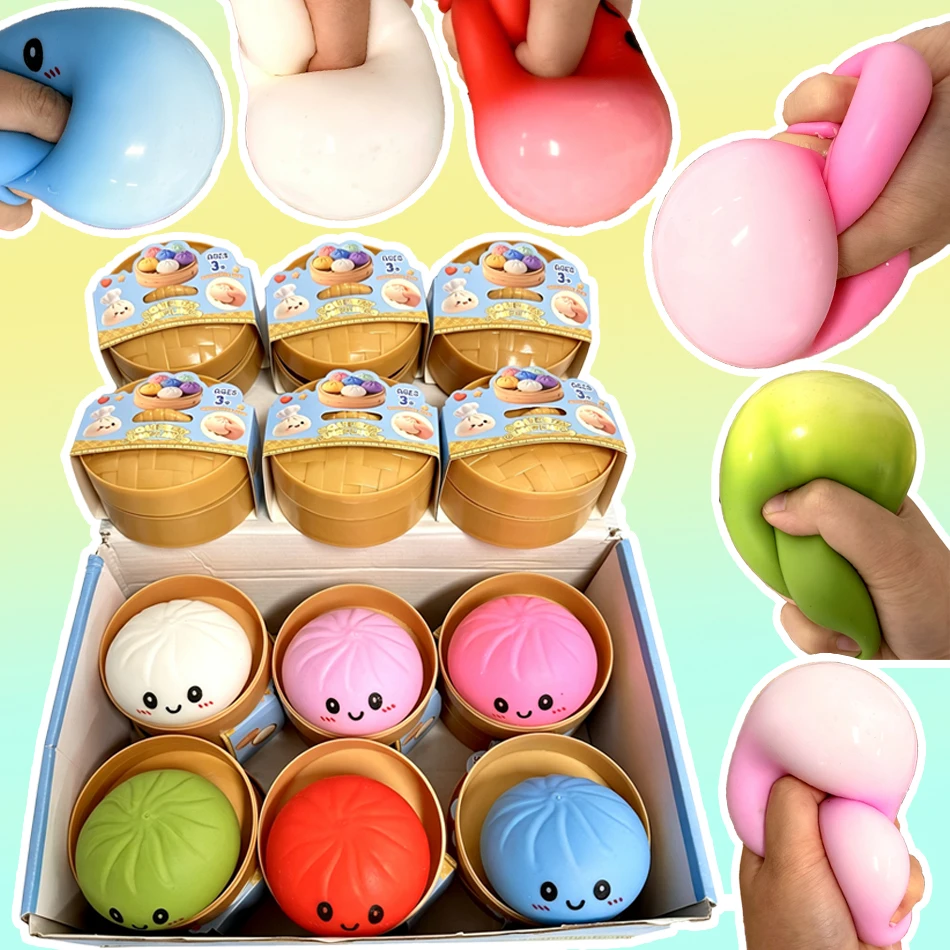 Glitter Dumpling Squishy with Box Dumplings Sensory Squeeze Toy for Stress Relief Random Color