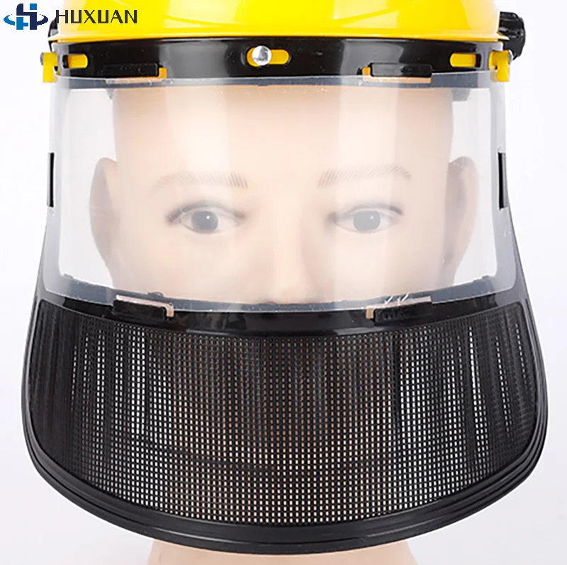 Garden Grass Trimmer Weed Wacker Safety Helmet Hat With Full Face Mesh Mask For Logging Brush Cutter Forestry Protection