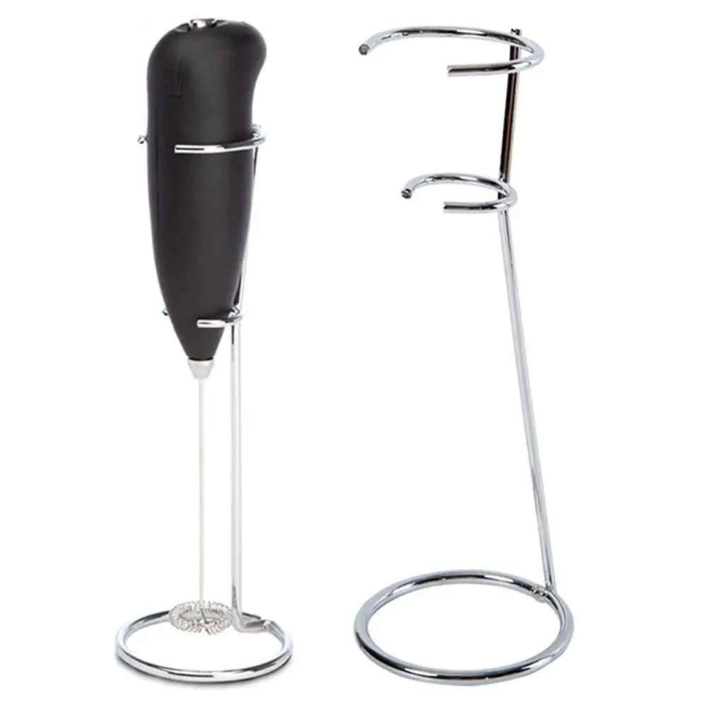 Freestanding Milk Frother Stand Round Base Dual Support Rings Coffee Stirrer Rack Space Saving Hand Mixer Holder view 3