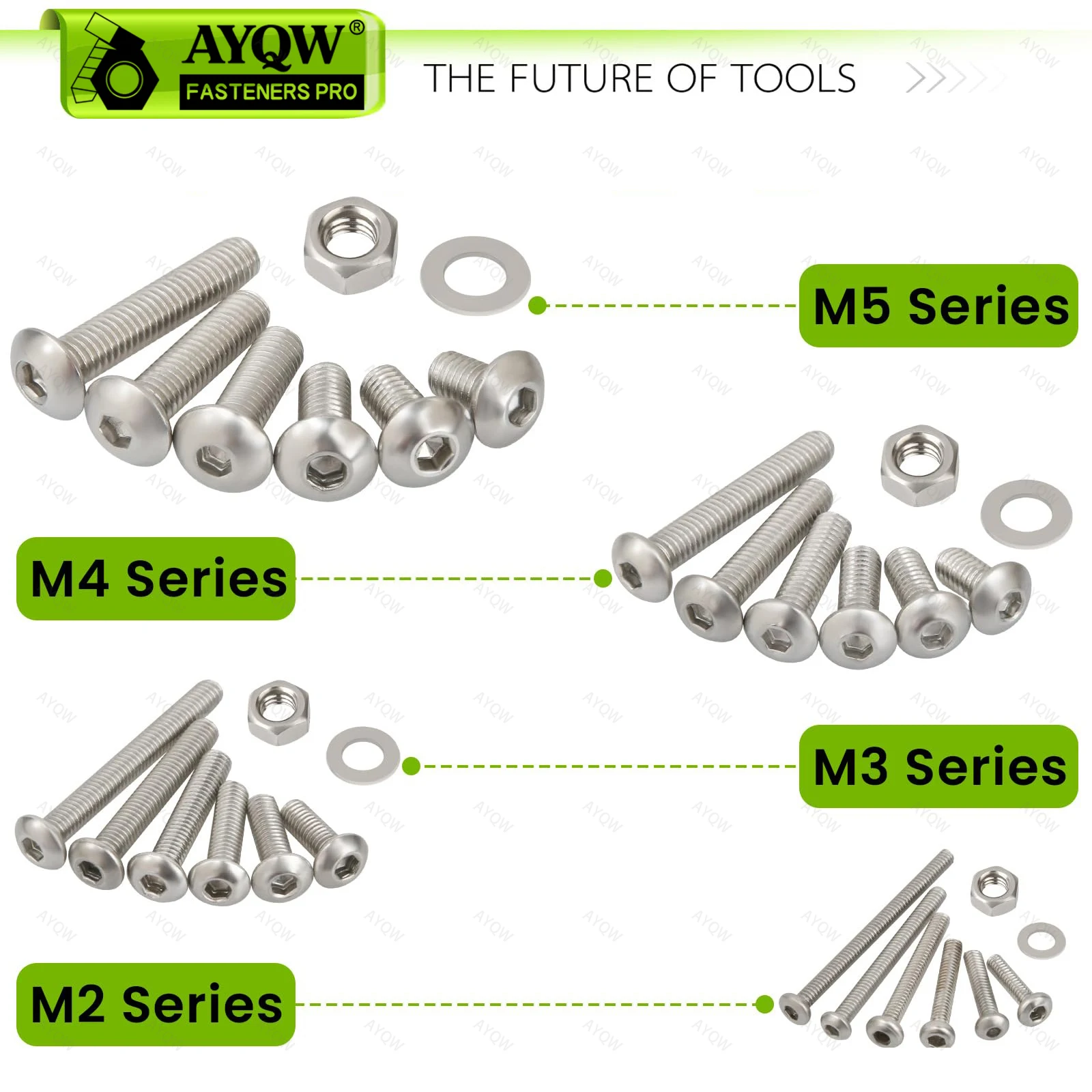 800 قطعة M2-M5 مجموعة متنوعة من البراغي والترباس المترية: 304 رأس زر مقبس سداسي من الفولاذ المقاوم للصدأ، مع قفل/غسالات مسطحة و4 مفاتيح سداسية #3