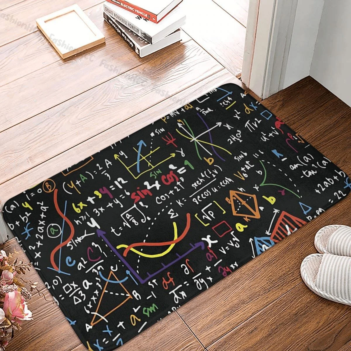 Geek Kitchen Non-Slip Carpet Maths Equations Flannel Mat Entrance Door Doormat Floor Decor Rug