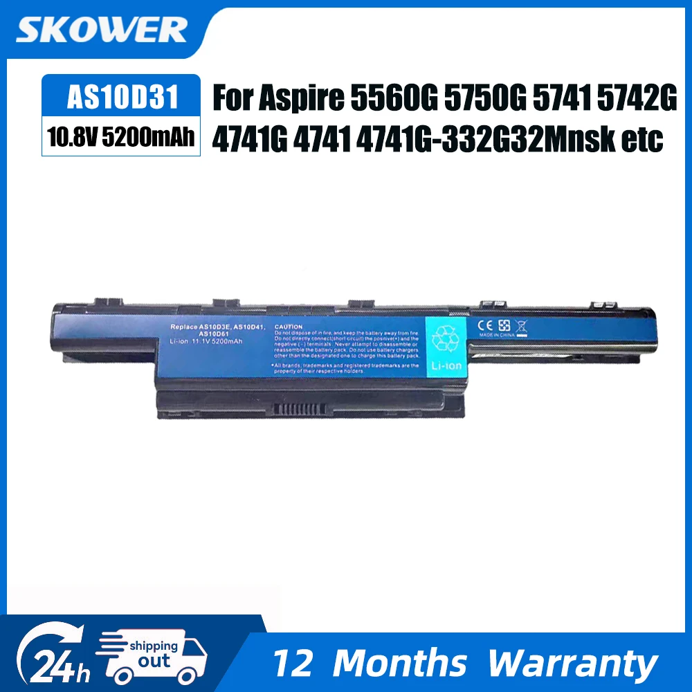 Batería SKOWER AS10D31 para Acer Aspire V3-571G V3-771g 4741 5251 5741 5742 5750 5551G 5560G 5741G 5750G AS10D81 AS10D51 AS10D61