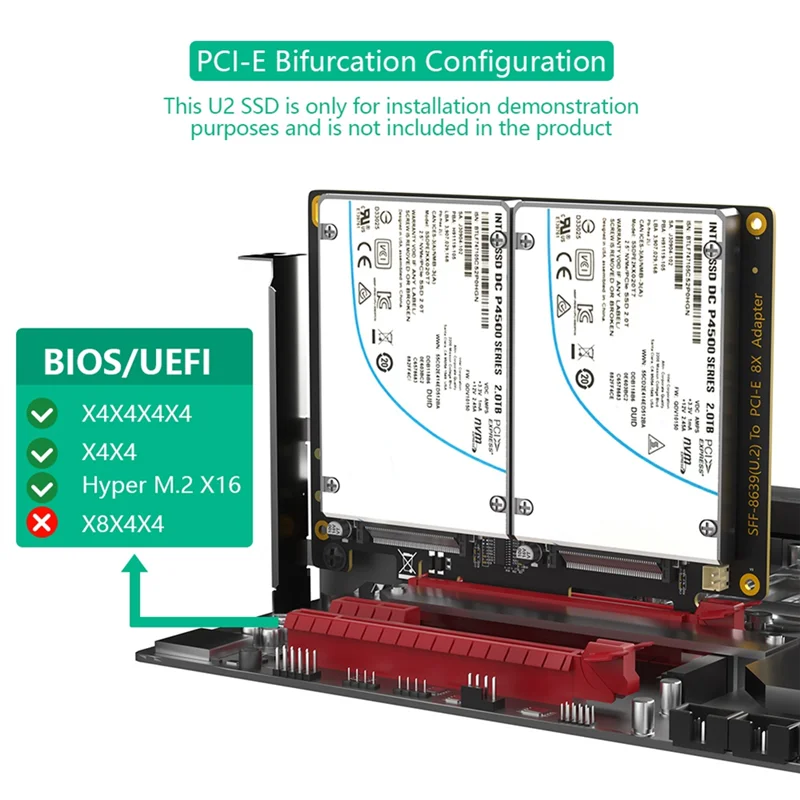 

Адаптер CS-Dual U.2 SSD — Pcie 4.0 X8, поддержка 2 SSD U.2 или Soft Raid, без функции разветвителя PCI-E