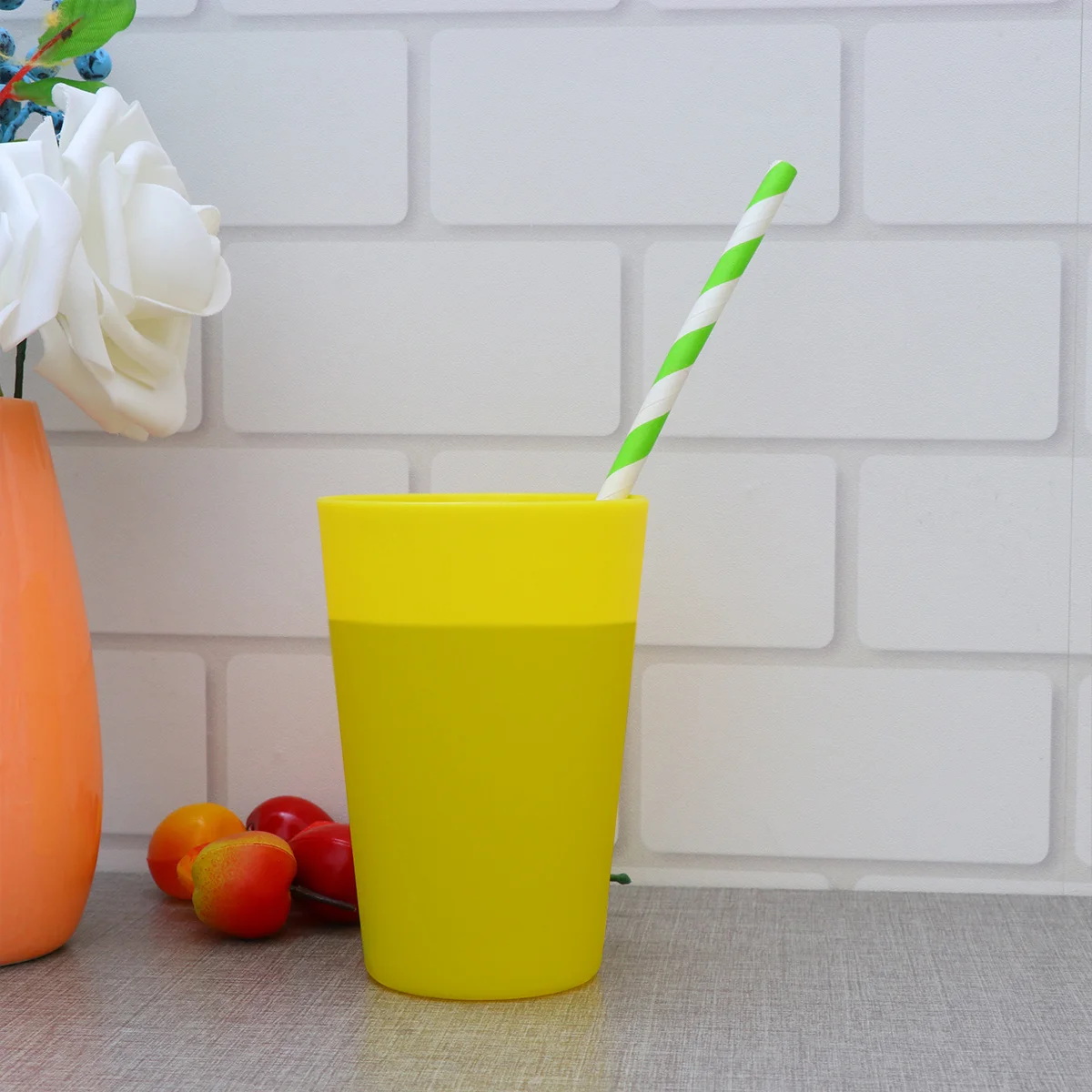 

12Pcs Plastic Party Cups Colorful Reusable Drinkware Set for Festival Patio Restaurant Self- Glass Alternative