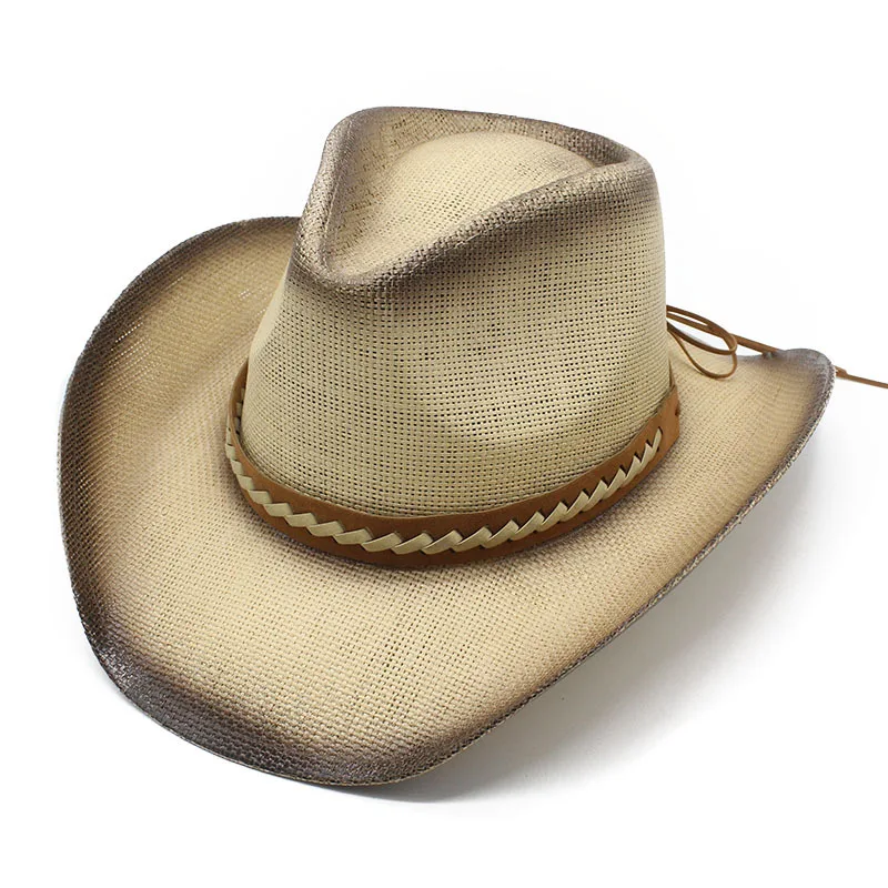 Hand Painted Straw Hat Wide Brim Western Cowboy Hat European And American Fashion Straw Hat Ethnic Style Beach Sun Hat